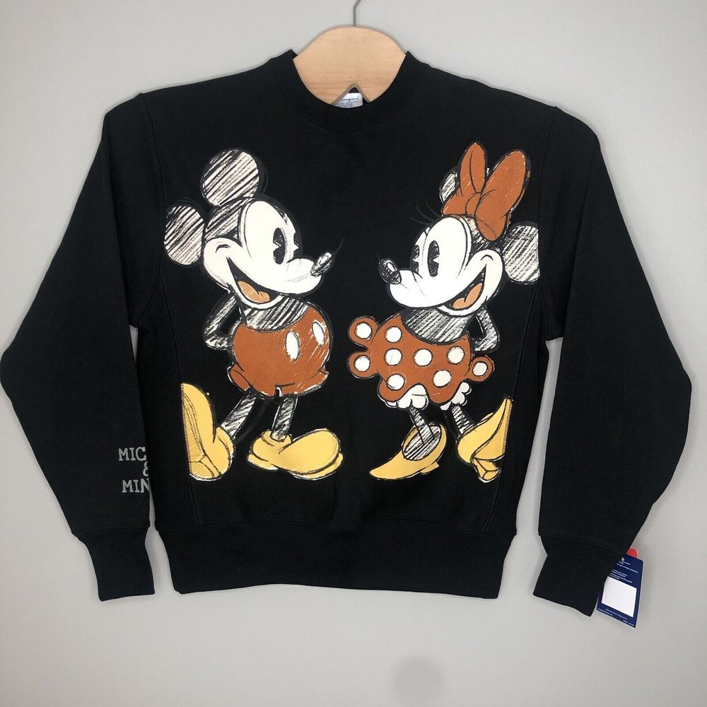 Champion Disney‎ Collab Adult Medium Black Reverse Weave Crew Neck Sweatshirt